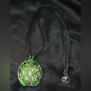 Green Resin Glitter Pendant Necklace